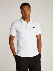 Calvin Klein Poloshirt STRETCH PIQUE TIPPING POLO Weiß/Creme