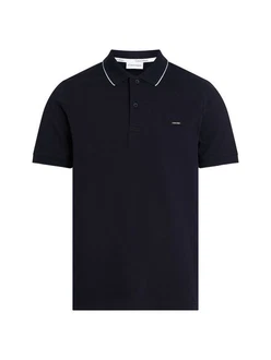 Calvin Klein Poloshirt STRETCH PIQUE TIPPING POLO Dunkelblau/Hellblau