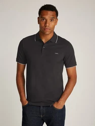 Calvin Klein Poloshirt STRETCH PIQUE TIPPING POLO schwarz/weiß