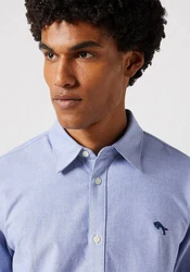 Wrangler Langarmhemd OXFORD blaumeliert