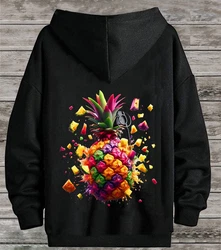 RMK Kapuzenpullover Herren Hoodie Winter Ananas Frucht Gelb/Lila/Schwarz