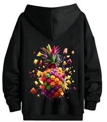 RMK Kapuzenpullover Herren Hoodie Winter Ananas Frucht Gelb/Lila/Schwarz