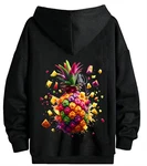RMK Kapuzenpullover Herren Hoodie Winter Ananas Frucht Gelb/Lila/Schwarz