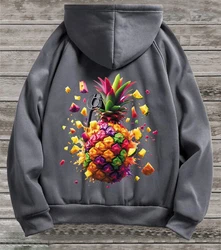 RMK Kapuzenpullover Herren Hoodie Winter Ananas Frucht Gelb