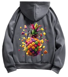 RMK Kapuzenpullover Herren Hoodie Winter Ananas Frucht Gelb