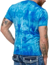 L.gonline Herren T-Shirt mit Knopfleiste Blau/Hellblau
