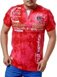 L.gonline Herren T-Shirt mit Knopfleiste Rosa/Rot/Dunkelrot