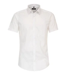 Redmond Kurzarmhemd Slim Fit Weiß/Creme