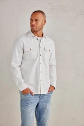 John Devin Langarmhemd Weiß/Grau/Khaki/Dunkelblau/Beige/Creme