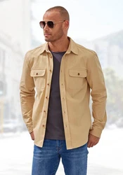 John Devin Langarmhemd Braun/Khaki
