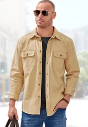 John Devin Langarmhemd Braun/Khaki