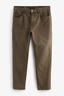 Next Regular-Fit-Jeans aus überfärbtem Denim Khaki/Dunkelgrün