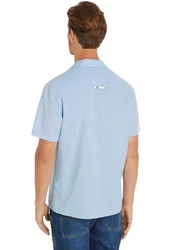Tommy Jeans Kurzarmhemd TJM LINEN BLEND CAMP SHIRT Blau/Hellblau