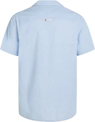 Tommy Jeans Kurzarmhemd TJM LINEN BLEND CAMP SHIRT Blau/Hellblau
