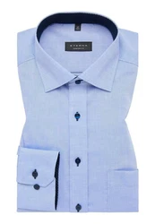 Eterna Langarmhemd Comfort Fit Hellblau/Dunkelblau/Blau