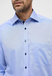 Eterna Langarmhemd Comfort Fit Hellblau/Dunkelblau/Blau
