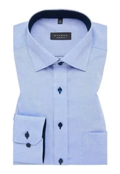 Eterna Langarmhemd Comfort Fit Hellblau/Dunkelblau/Blau