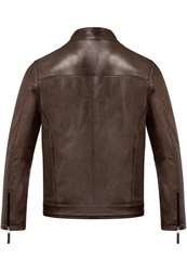Amaci&Sons Lederjacke CICERO Herren Biker Zipper Jacke Dunkelbraun/Braun/Grau