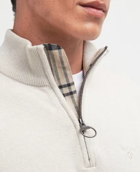 Barbour Strickpullover Troyer Tain Grau/Braun/Khaki/Beige/Weiß