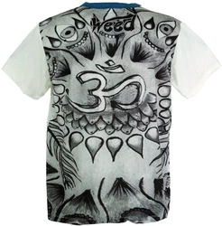 Guru-Shop T-Shirt Weed T-Shirt Goa Style weiß/bunt