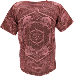 Guru-Shop T-Shirt Tibet & Buddhist Art T-Shirt Dunkelrot/Rot/Braun/Bordeaux