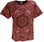 Guru-Shop T-Shirt Tibet & Buddhist Art T-Shirt Dunkelrot/Rot/Braun/Bordeaux