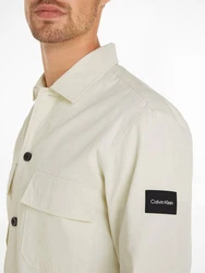 Calvin Klein Langarmhemd COTTON NYLON OVERSHIRT Khaki/Beige/Weiß/Dunkelblau