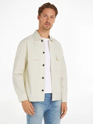 Calvin Klein Langarmhemd COTTON NYLON OVERSHIRT Khaki/Beige/Weiß/Dunkelblau