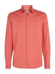 Businesshemd POPLIN STRETCH SLIM SHIRT mit Kentkragen, Logoprint auf Brusthhe