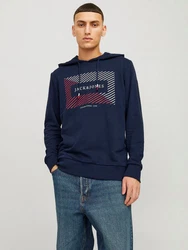 Jack & Jones Hoodie JJCYRUS SWEAT HOOD Dunkelblau/Blau