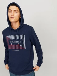 Jack & Jones Hoodie JJCYRUS SWEAT HOOD Dunkelblau/Blau