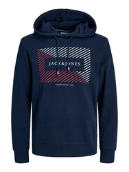 Jack & Jones Hoodie JJCYRUS SWEAT HOOD Dunkelblau/Blau