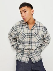 Jack & Jones Langarmhemd JJEMICHAEL OVERSHIRT Beige/Creme/Blau/Grau/Khaki/Dunkelblau/Hellblau