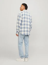 Jack & Jones Langarmhemd JJEMICHAEL OVERSHIRT Blau/Hellblau/Creme