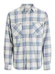 Jack & Jones Langarmhemd JJEMICHAEL OVERSHIRT Blau/Hellblau/Creme