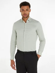 Calvin Klein Langarmhemd POPLIN LEAF PRINT SLIM SHIRT Hellgrün/Grün