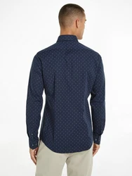 Calvin Klein Langarmhemd POPLIN LEAF PRINT SLIM SHIRT Dunkelblau/Blau/Hellblau