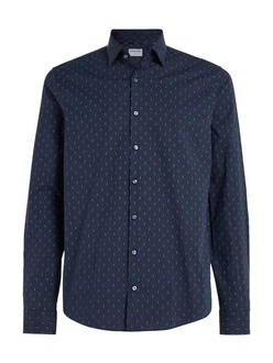 Calvin Klein Langarmhemd POPLIN LEAF PRINT SLIM SHIRT Dunkelblau/Blau/Hellblau