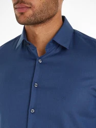 Calvin Klein Langarmhemd TONAL STRUCTURE SLIM SHIRT Dunkelblau/Blau
