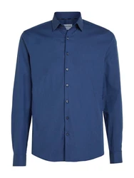 Calvin Klein Langarmhemd TONAL STRUCTURE SLIM SHIRT Dunkelblau/Blau