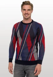 Rusty Neal Strickpullover Mischfarben/Rot/Dunkelrot/Braun/Dunkelblau