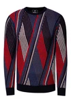 Rusty Neal Strickpullover Mischfarben/Rot/Dunkelrot/Braun/Dunkelblau