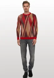 Rusty Neal Strickpullover Dunkelrot/Bordeaux/Braun/Rot
