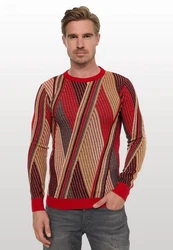 Rusty Neal Strickpullover Dunkelrot/Bordeaux/Braun/Rot