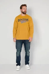 Boston Park T-Shirt Langarmshirt mit Print Gelb/Braun/Gold