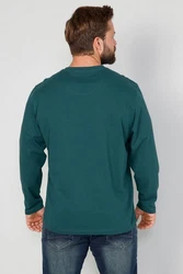 Boston Park T-Shirt Langarmshirt mit Print Dunkelgrün/Türkis/Blau