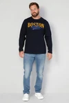 Boston Park T-Shirt Langarmshirt mit Print Dunkelblau/Hellblau/Blau