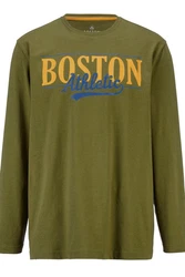 Boston Park T-Shirt Langarmshirt mit Print Dunkelgrün/Braun/Khaki