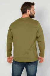 Boston Park T-Shirt Langarmshirt mit Print Dunkelgrün/Braun/Khaki