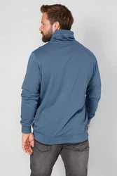 Boston Park Sweatshirt Stehkragen Schriftzug Blau/Hellblau/Dunkelblau
